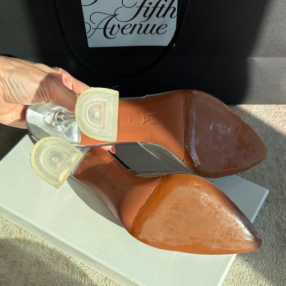 Amina Muaddi Silver Crystal Bow Heels - Picture 6 of 7